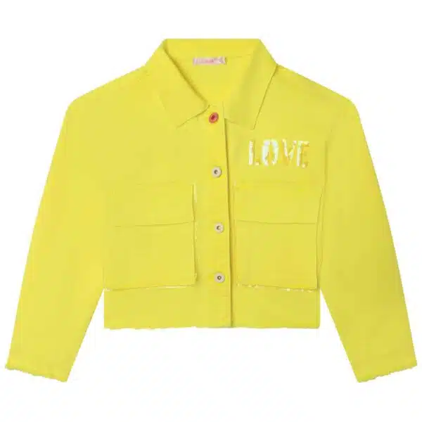 Billieblush girls bright yellow jacket with love sequin detail