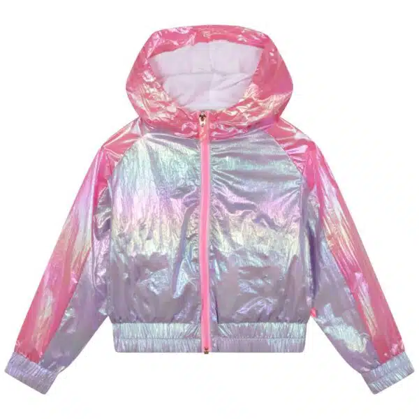 Billieblush girls irridescent multi coloured raincoat front view