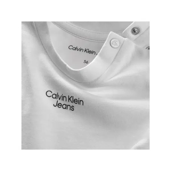 Calvin Klein boys white tshirt with subtle black logo full image