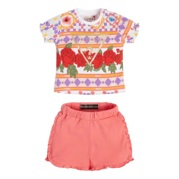 Guess girls summer pink shorts and top set