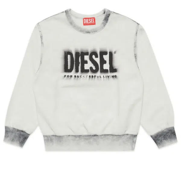 Diesel boys white jumper with black logo front