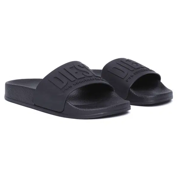 Diesel boys navy sliders front view