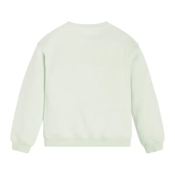 Guess pale green girls sweater with multi coloured logo