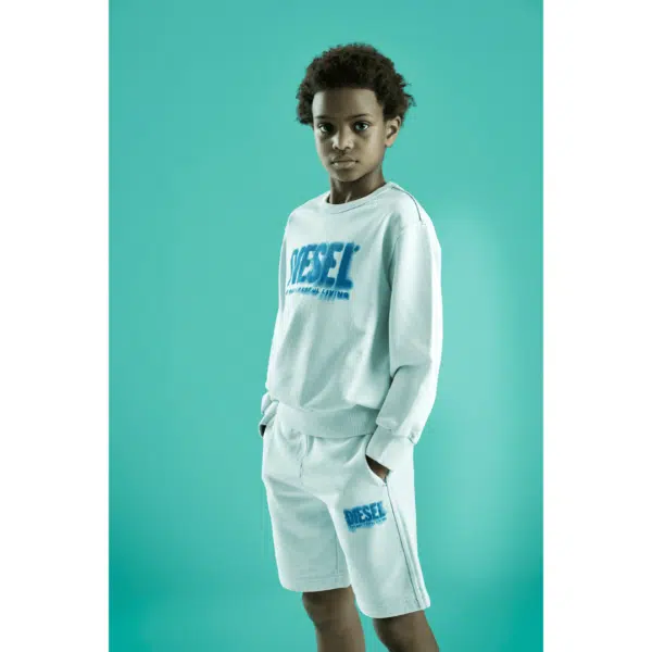 Diesel boys white jumper with blue logo