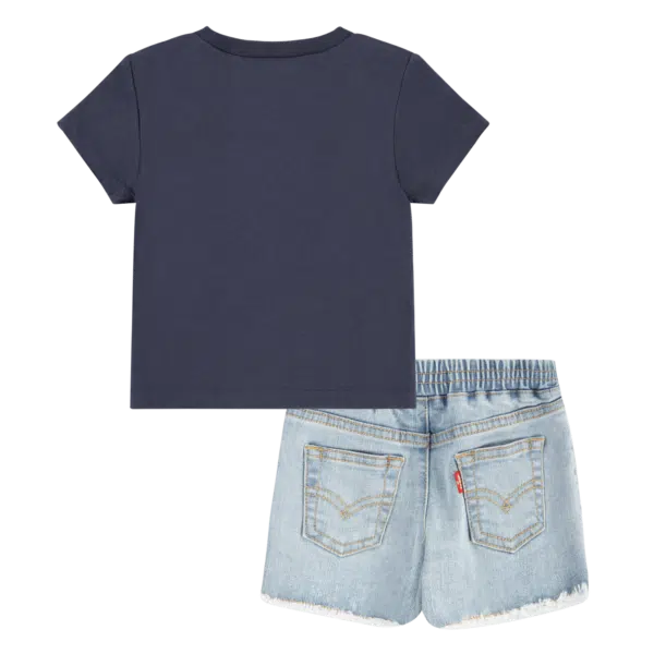 Levi's Rocks kids navy teddy bear tshirt and denim shorts