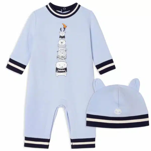 Timberland baby blue all in one set with hat