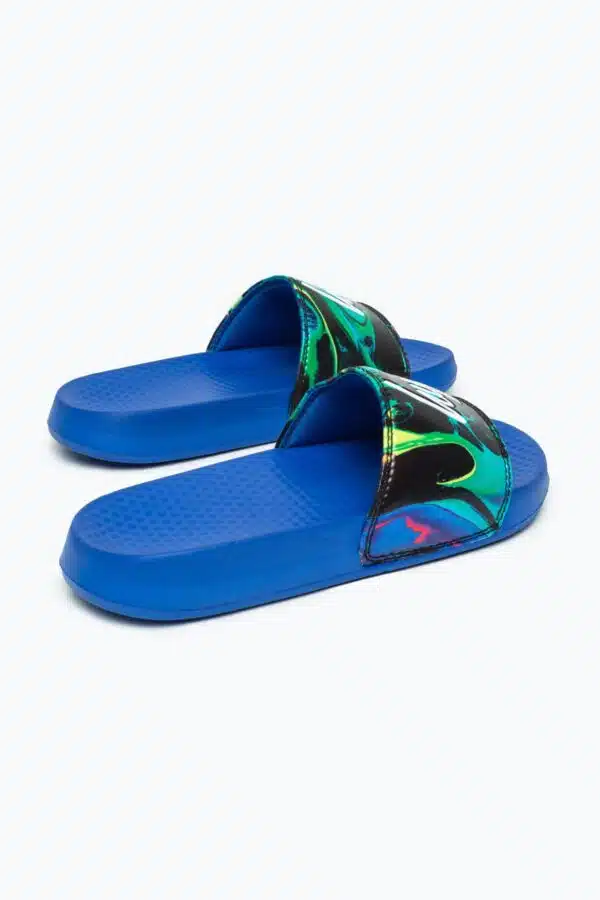 Hype multi coloured blue marble sliders back angle