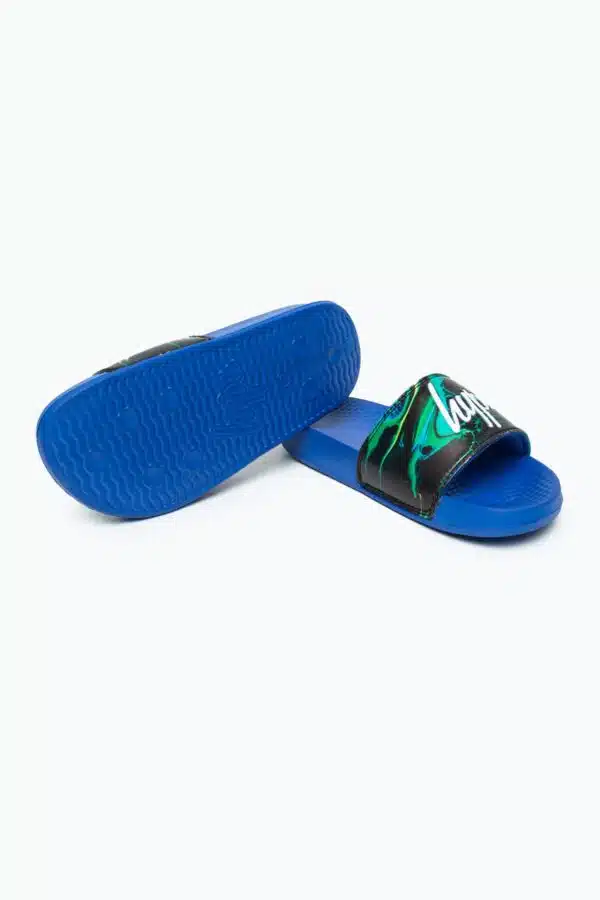 Hype multi coloured blue marble sliders bottom view