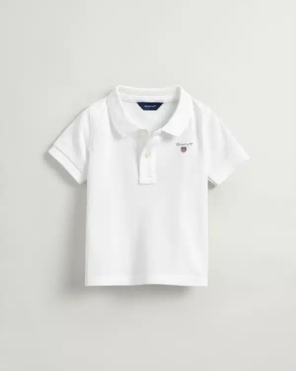 Gant boys white polo shirt with small logo on white background