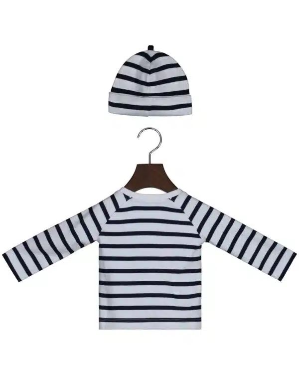 Gant navy and white striped baby set - top and hat