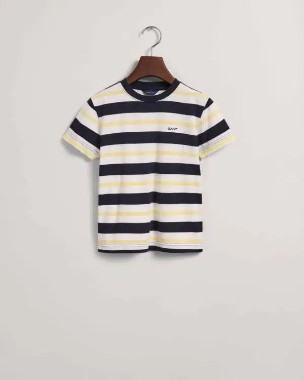 Gant navy and lemon striped boys tshirt