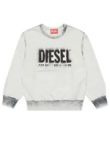 boys white diesel jumper with black logo 