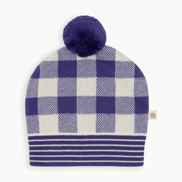 bonnie mob boys blue checked bobble hat