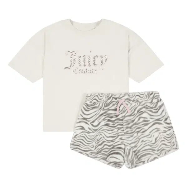 juicy couture girls white tiger tee and short set