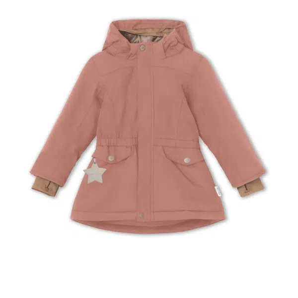 mini a ture muted pink girls winter coat zipped up