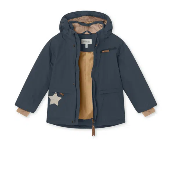 mini a ture navy kids winter coat unzipped