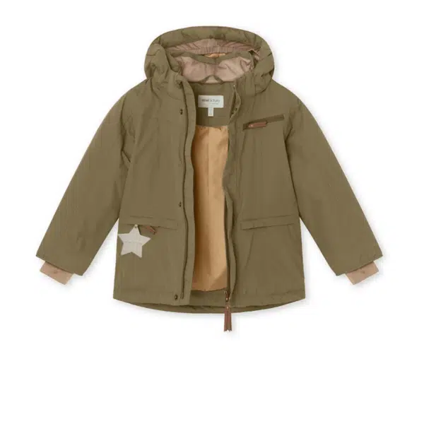 mini a ture green kids winter coat unzipped