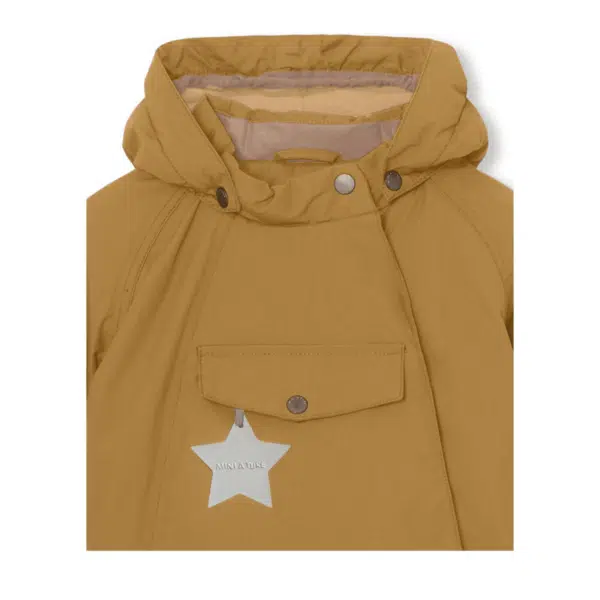 mini a ture mustard kids winter coat close up