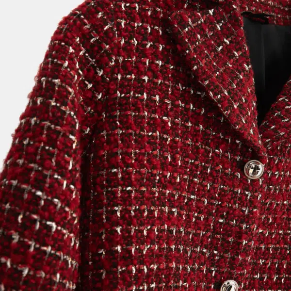 Guess girls red winter coat close up of buttons