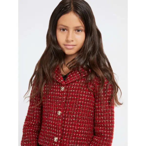 Guess girls red winter coat on model