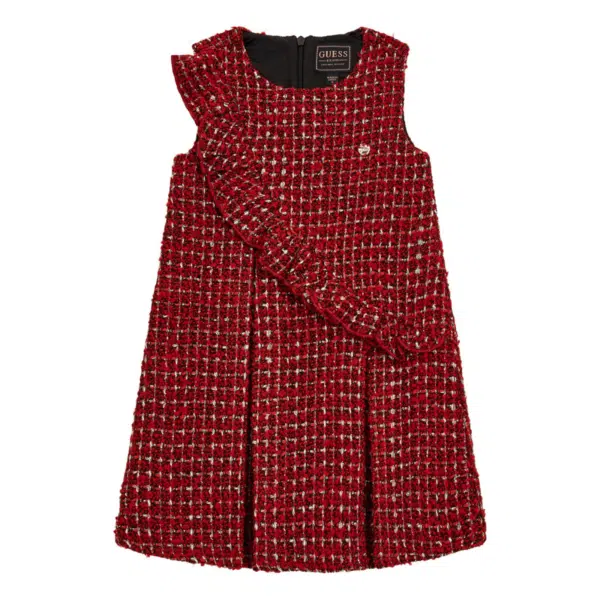 Guess Boucle Girls Red Sleeveless Dress