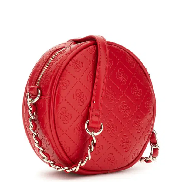 Guess girls red round handbag with gold chain strap