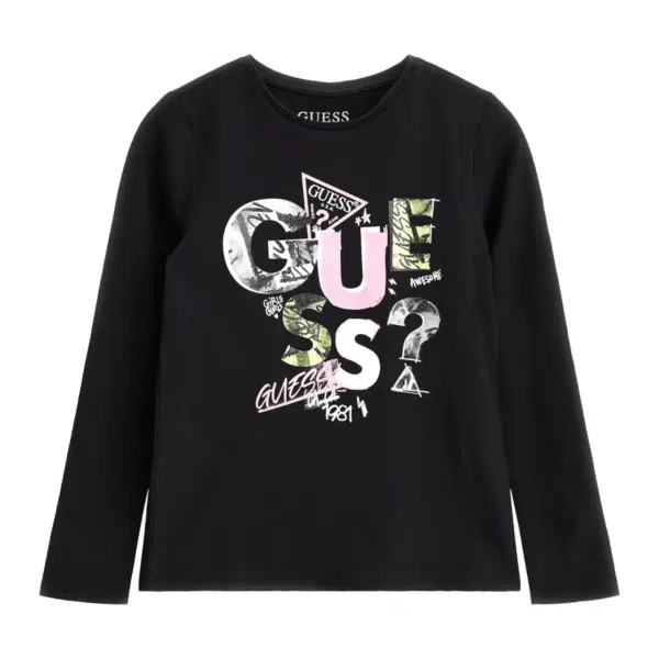 guess girls black long sleeved tshirt