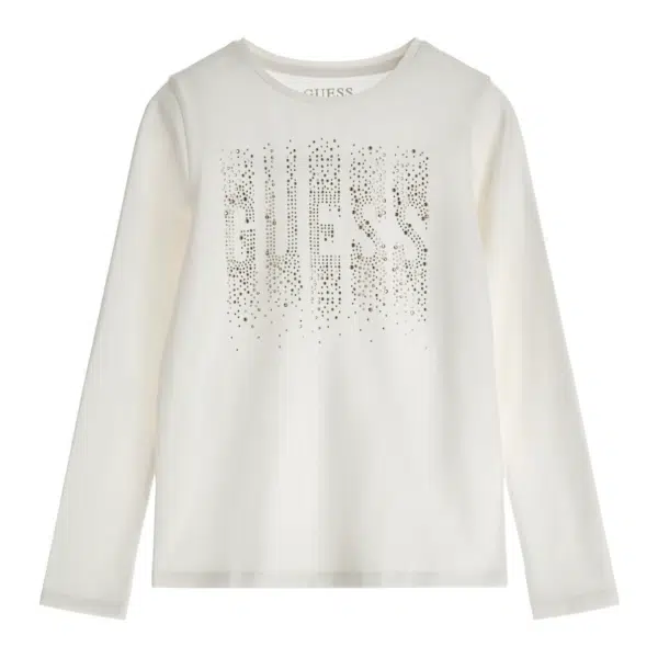 guess girls white long sleeved tshirt