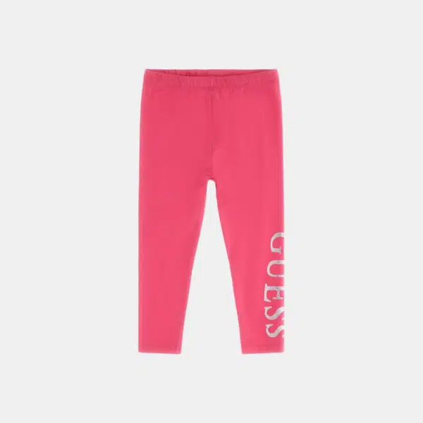 Guess pink girls leggings with large silver logo 2