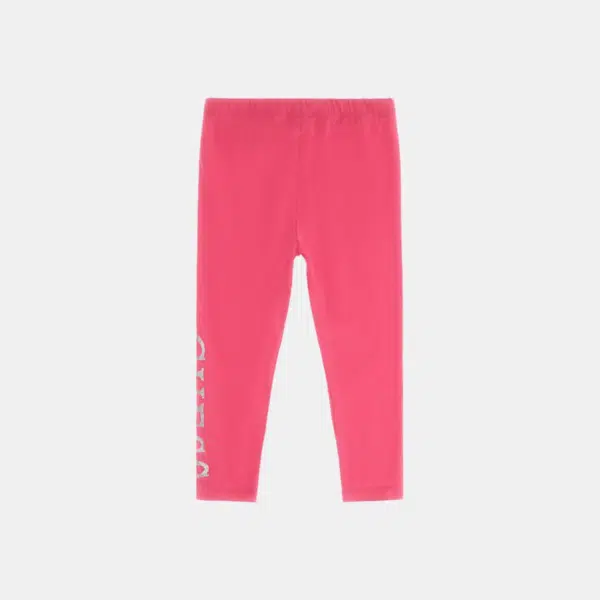 Guess pink girls leggings with large silver logo on grey