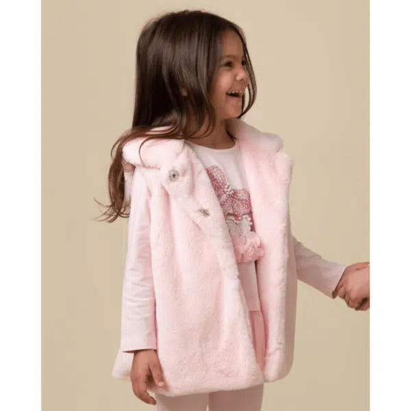 Caramelo girls pink faux fur gilet