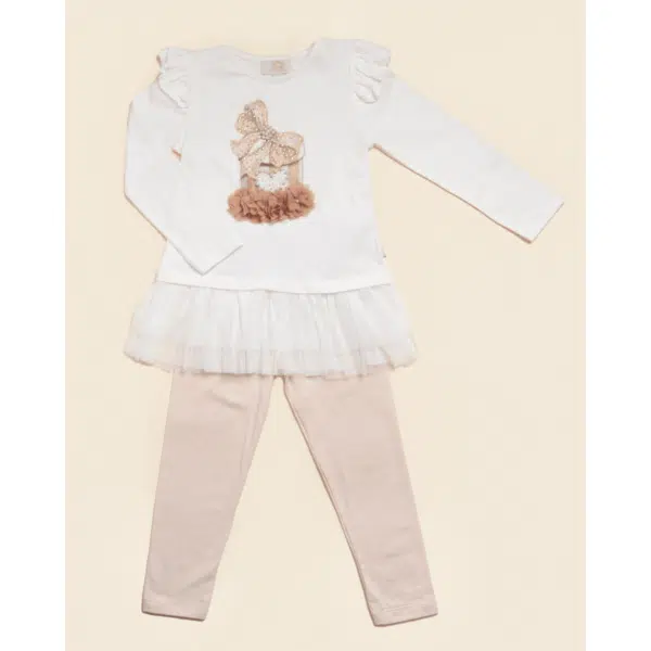 Caramelo pearl present leggings set for girls