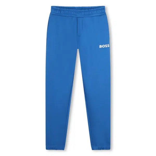 boss boys blue tracksuit bottoms front view