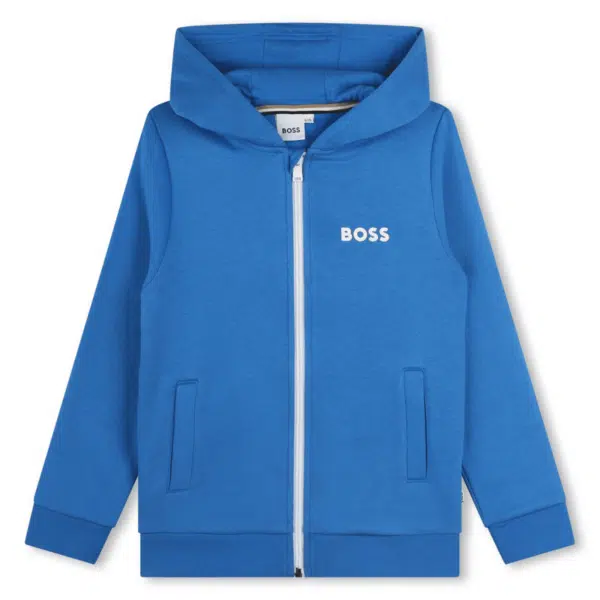 boss boys bright blue tracksuit top front view