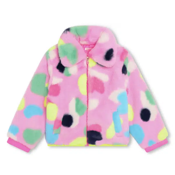 billieblush multi coloured girls fleece coat front view