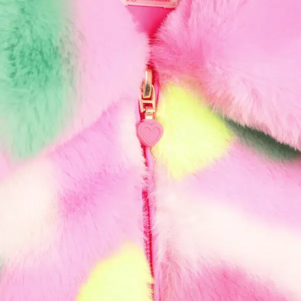 billieblush multi coloured girls fleece coat close up