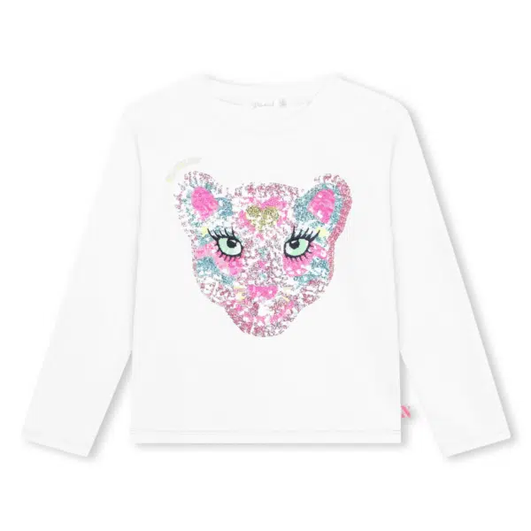 billieblush girls sequin cat tshirt front view