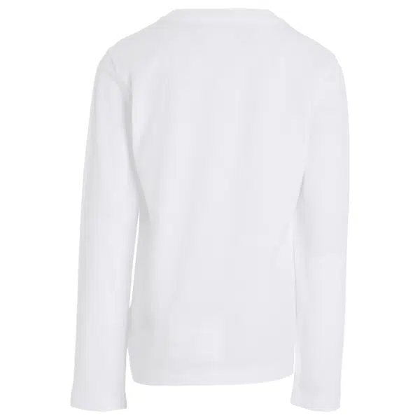 calvin klein childrens white long sleeved top with black logo