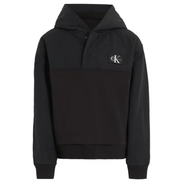 calvin klein unisex childrens black hoodie with white logo on white background