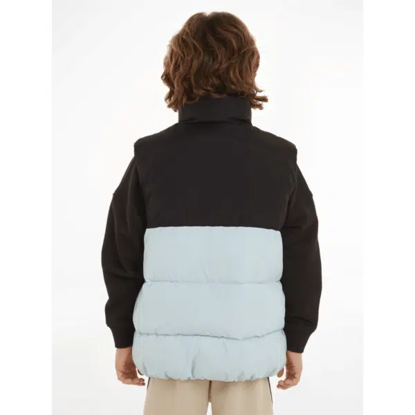 calvin klein boys block puffer gilet on model back view