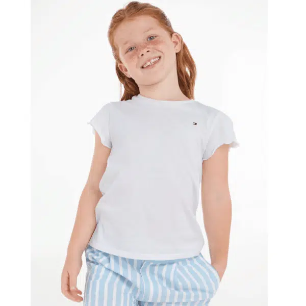 tommy hilfiger girls white tshirt on smiling model front view