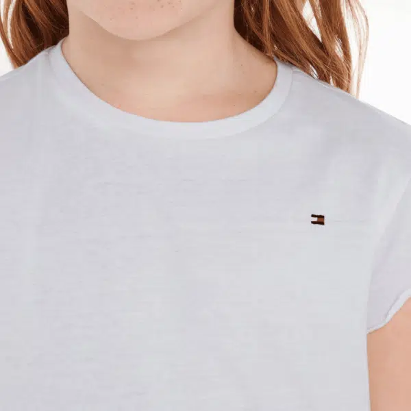 tommy hilfiger girls white tshirt on model close up