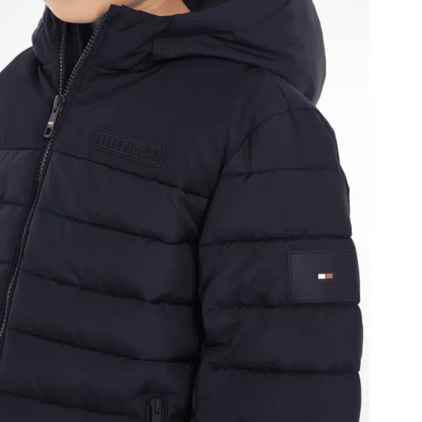 Tommy hilfiger boys new york black hooded jacket close up