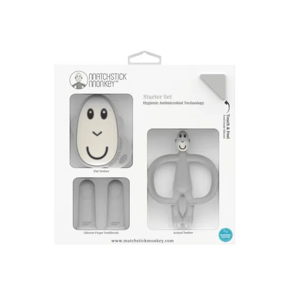 matchstick monkey grey teething starter set in box baby