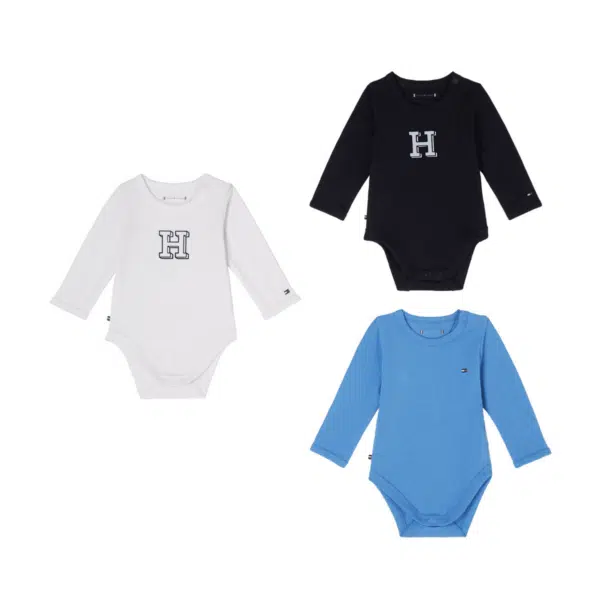 tommy hilfiger 3 pack baby long sleeved vest gift box