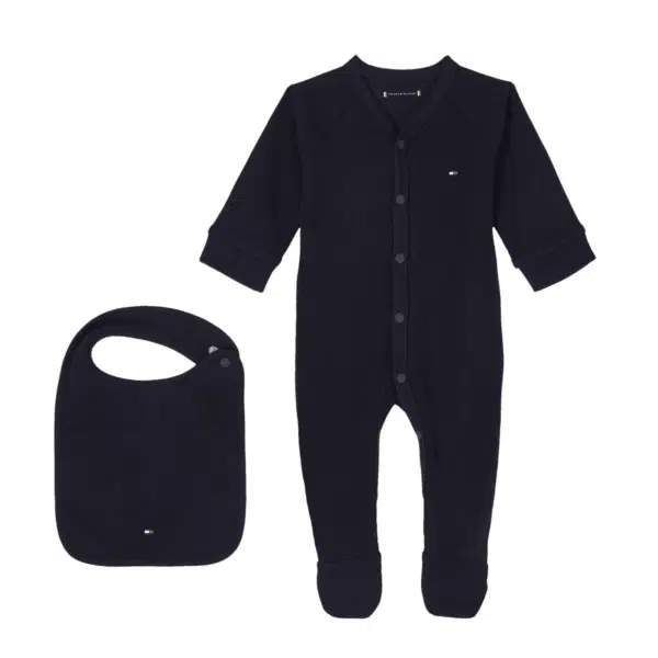 tommy hilfiger baby black onesie and bib