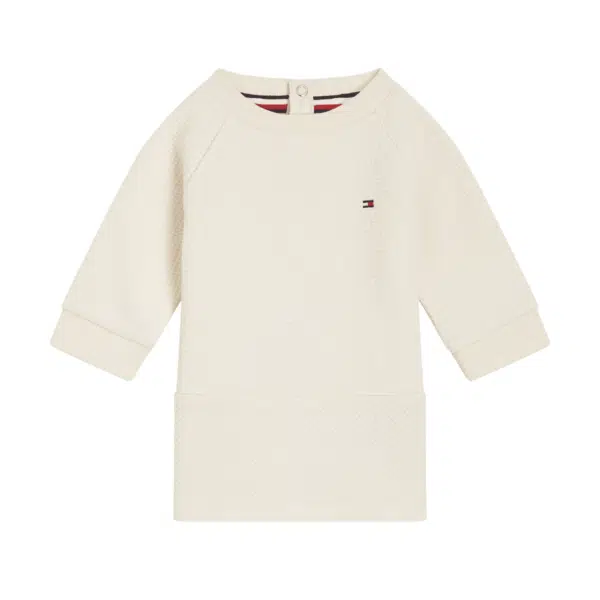 tommy hilfiger baby waffle dress cream front view