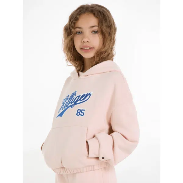 tommy hilfiger girls retro hoodie in pale pink