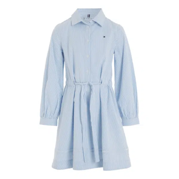 tommy hilfiger girls pale blue striped shirt dress