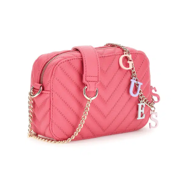 guess girl pink handbag with gold strap